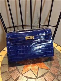 Hermes mini 22cm crocodile navy Kelly bag 5227