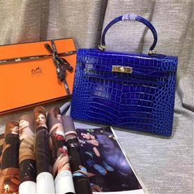 Hermes crocodile navy Kelly bags 5233