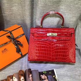 Hermes crocodile red Kelly bags 5239