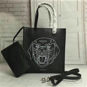 Givenchy medium black v dog shopping calfskin bag 5303