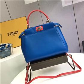 Fendi mini peekaboo blue red v bag 5457