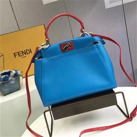 Fendi mini peekaboo blue red v bag 5459