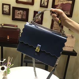 Fendi medium kan I navy v hardware silver bag 5558