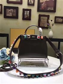 Fendi mini peekaboo black v strap rainbow bag 5567