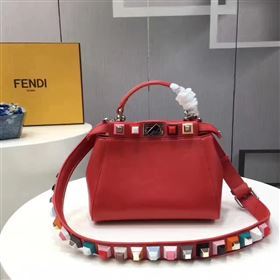 Fendi mini peekaboo red v you strap bag 5569