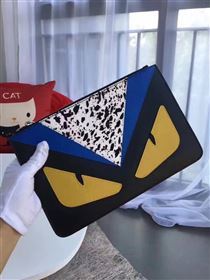 Fendi tri black clutch yellow bag 5577