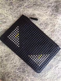 Fendi black clutch zipper bag 5579