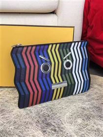 Fendi tri rainbow clutch zipper bag 5580