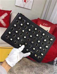 Fendi black v silver clutch hardware bag 5581