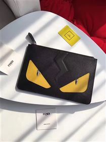 Fendi black clutch yellow bag 5586