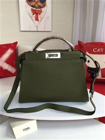 Fendi large grain leather peekaboo green bag 5527