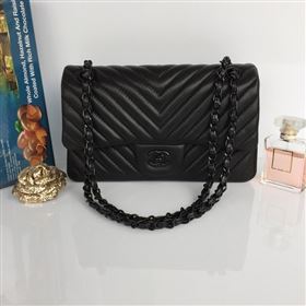 chaneI 1112 leather classic flap handbag black bag 5642