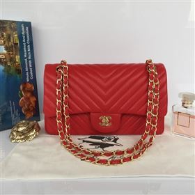 chaneI 1112 leather classic flap handbag red bag 5645