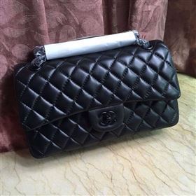 chaneI 1112 leather classic flap handbag black bag 5648