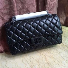 Chanel 1112 leather classic flap handbag black bag 5648