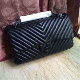 chaneI 1113 leather large classic handbag black bag 5649