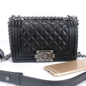 Chanel 67085 leather small le boy handbag black bag 5659