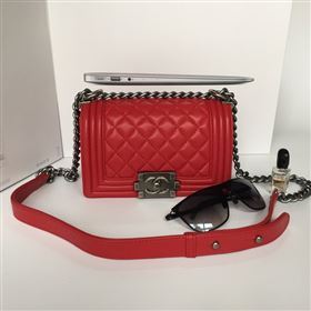 Chanel 67085 small le boy handbag red bag 5665