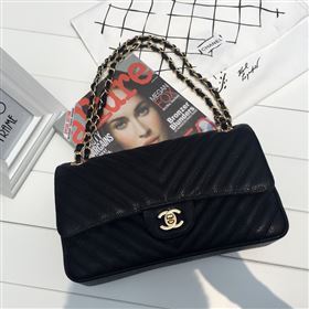 Chanel 1112 caviar leather classic flap handbag black bag 5666
