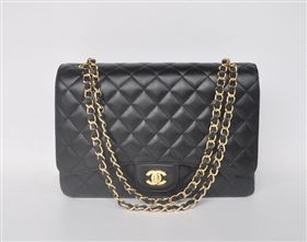 Chanel 58601 maxi large leather classic handbag black bag 5669