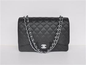 Chanel 58601 maxi large leather classic handbag black bag 5670