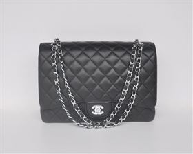 Chanel 58601 maxi large leather classic handbag black bag 5671