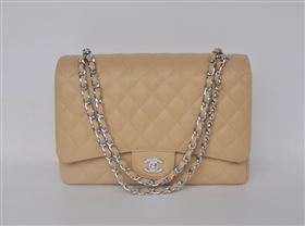 Chanel 58601 maxi large caviar leather classic handbag apricot bag 5672