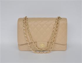 Chanel 58601 maxi large caviar leather classic handbag apricot bag 5673