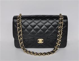 Chanel 58600 JUMBO classic flap handbag black bag 5676