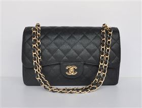 chaneI 58600 caviar JUMBO classic flap handbag black bag 5679
