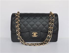 Chanel 58600 caviar JUMBO classic flap handbag black bag 5679