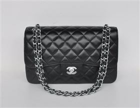 Chanel 58600 JUMBO classic flap handbag black bag 5681