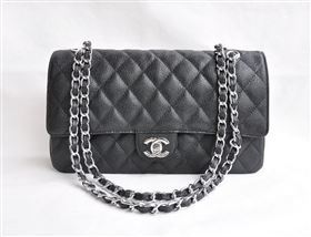 Chanel 1113 large caviar classic flap handbag black bag 5683