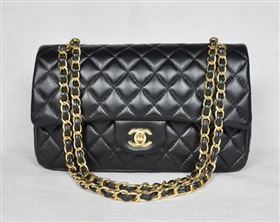 Chanel 1112 classic flap handbag black bag 5686