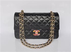 Chanel 1112 leather classic flap handbag black bag 5689