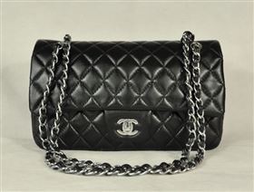 Chanel 1112 leather classic flap handbag black bag 5690