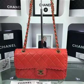 Chanel A92801 calfskin medium classic flap handbag red bag 5694