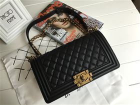 Chanel 67086 caviar leather medium le boy handbag black bag 5613