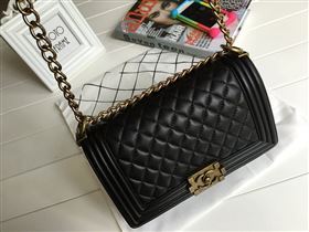 Chanel 67086 leather medium le boy handbag black bag 5614