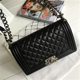 chaneI 67086 leather medium le boy handbag black bag 5616