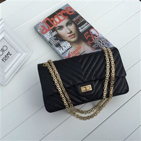 chaneI 30225 leather classic flap Reissue handbag black bag 5620