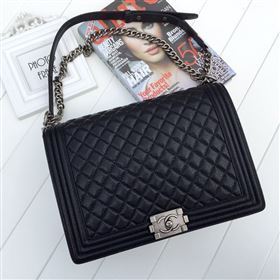 Chanel 67087 caviar leather large le boy handbag black bag 5625