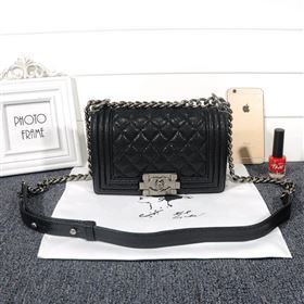 Chanel 67085 caviar leather small le boy handbag black bag 5630