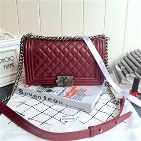 Chanel 67086 leather medium le boy handbag wine bag 5631