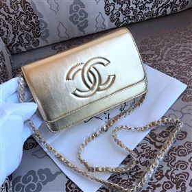 Chanel 33817 leather small woc handbag gold bag 5637