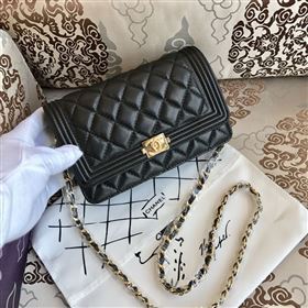 chaneI 33815 leather small woc handbag black bag 5638