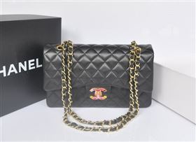 Chanel A1112 lambskin classic flap handbag black bag 5755