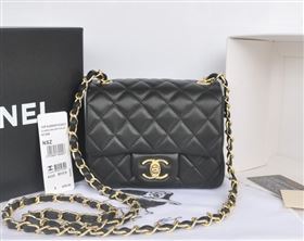 Chanel A1115 lambskin small classic flap handbag black bag 5770