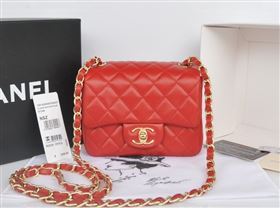 Chanel A1115 lambskin small classic flap handbag red bag 5772