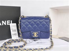 Chanel A1115 lambskin small classic flap handbag blue bag 5774